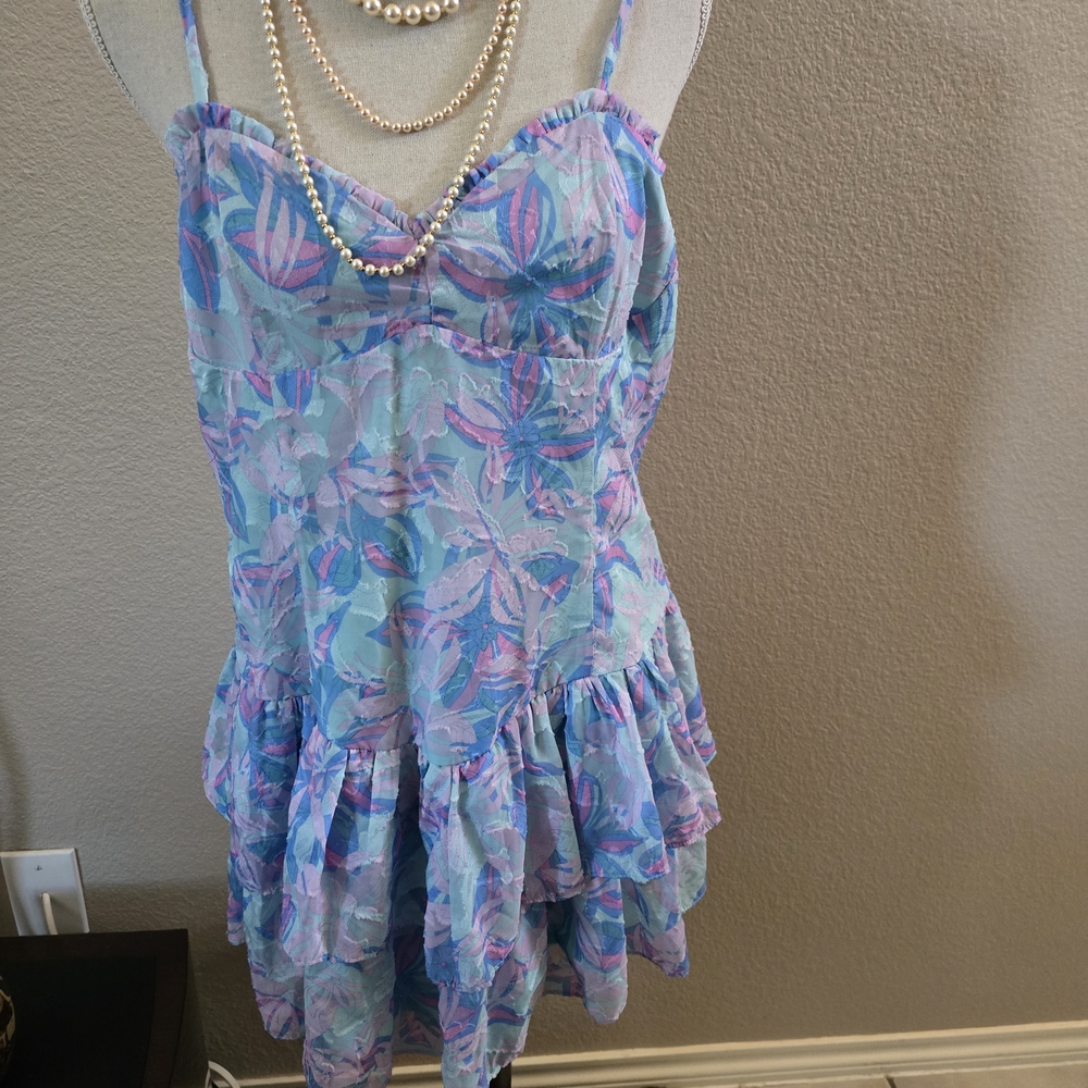 Wild Fable Pastel Floral Mini Dress, Beach Dress Sz. XL Resort Style
